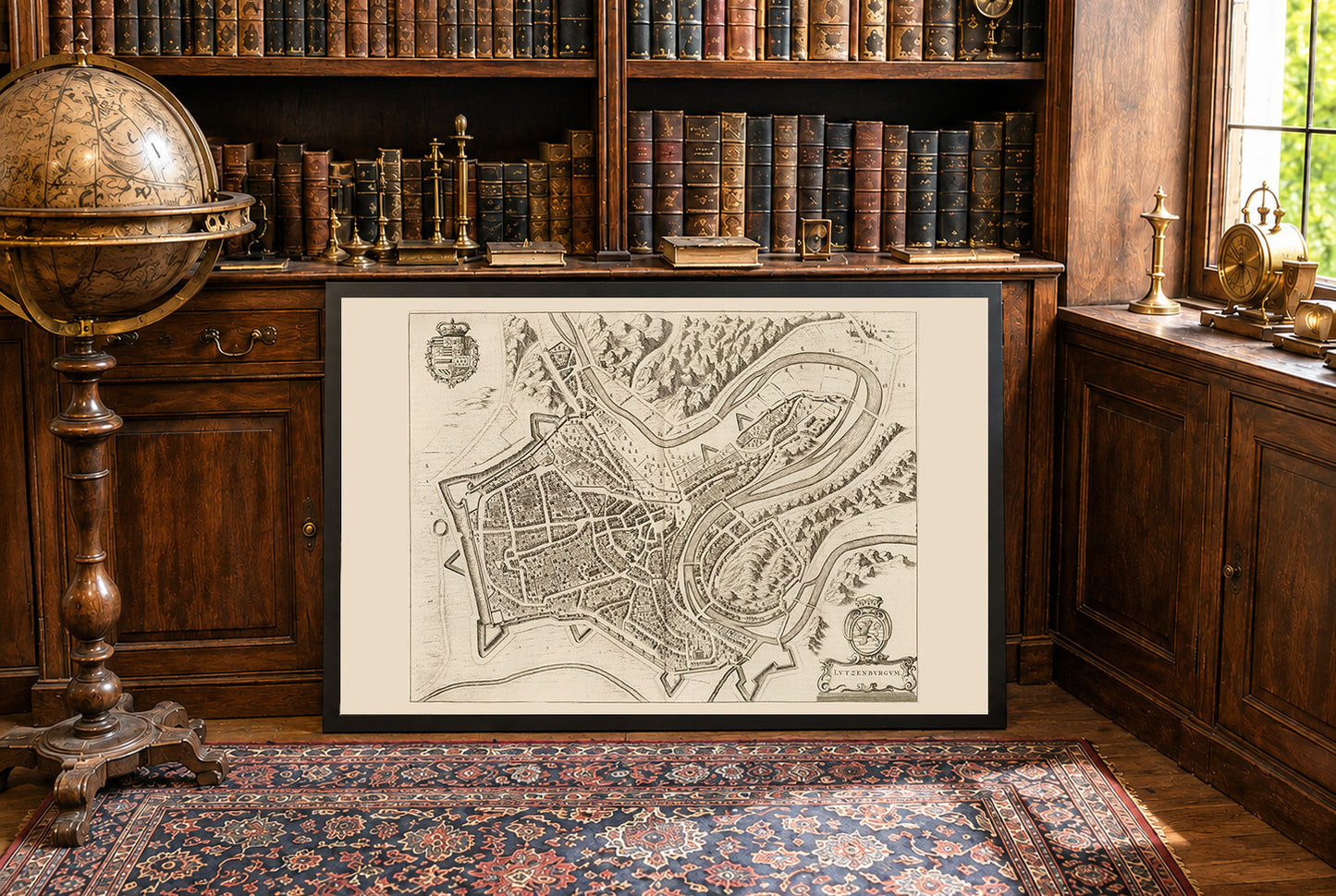 1652 Luxemburg Kartenposter - Vogelperspektive Stadtplan mit Befestigungen