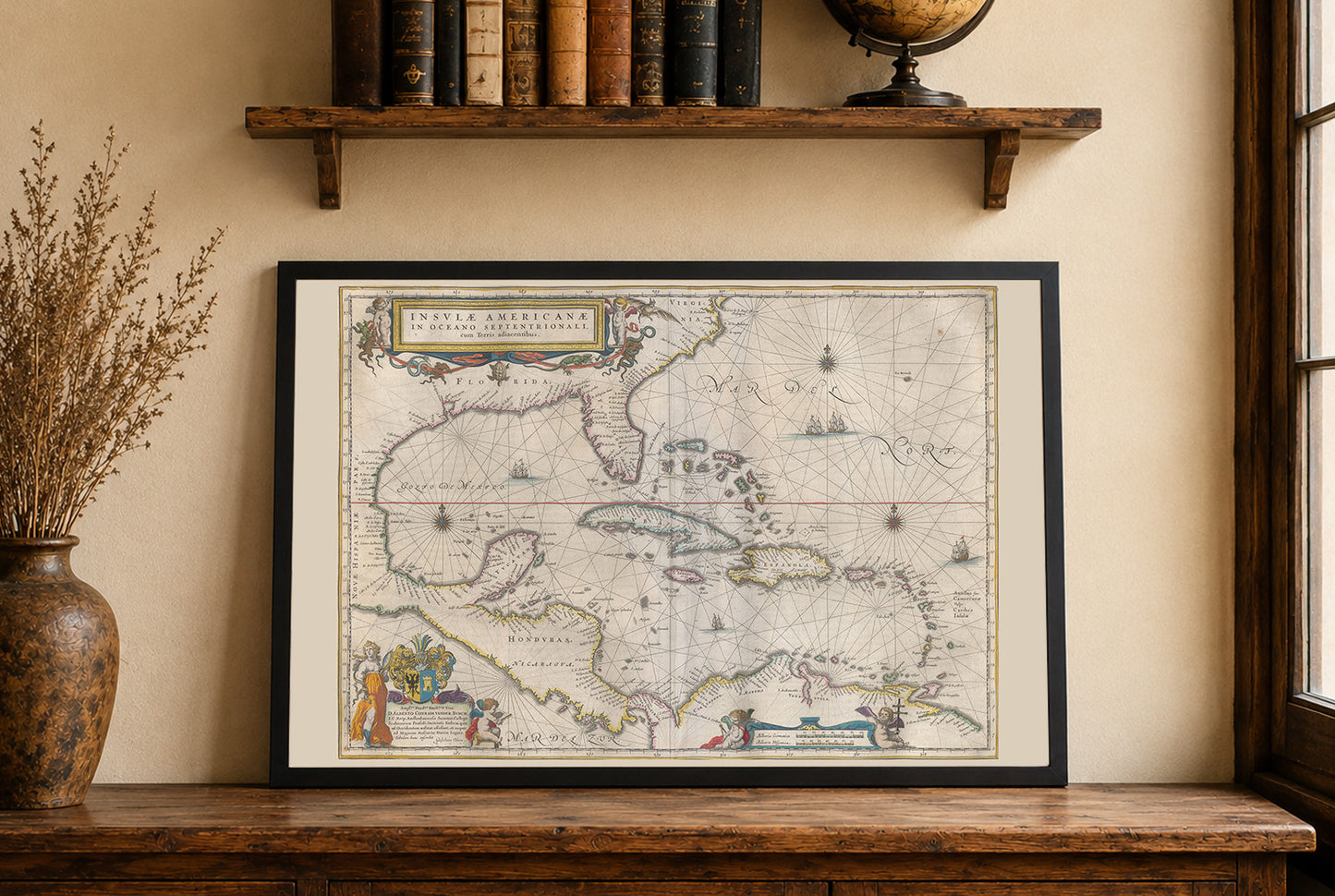 1662 Karibik-Kartenposter - Insvlae Americanae Atlas Maior