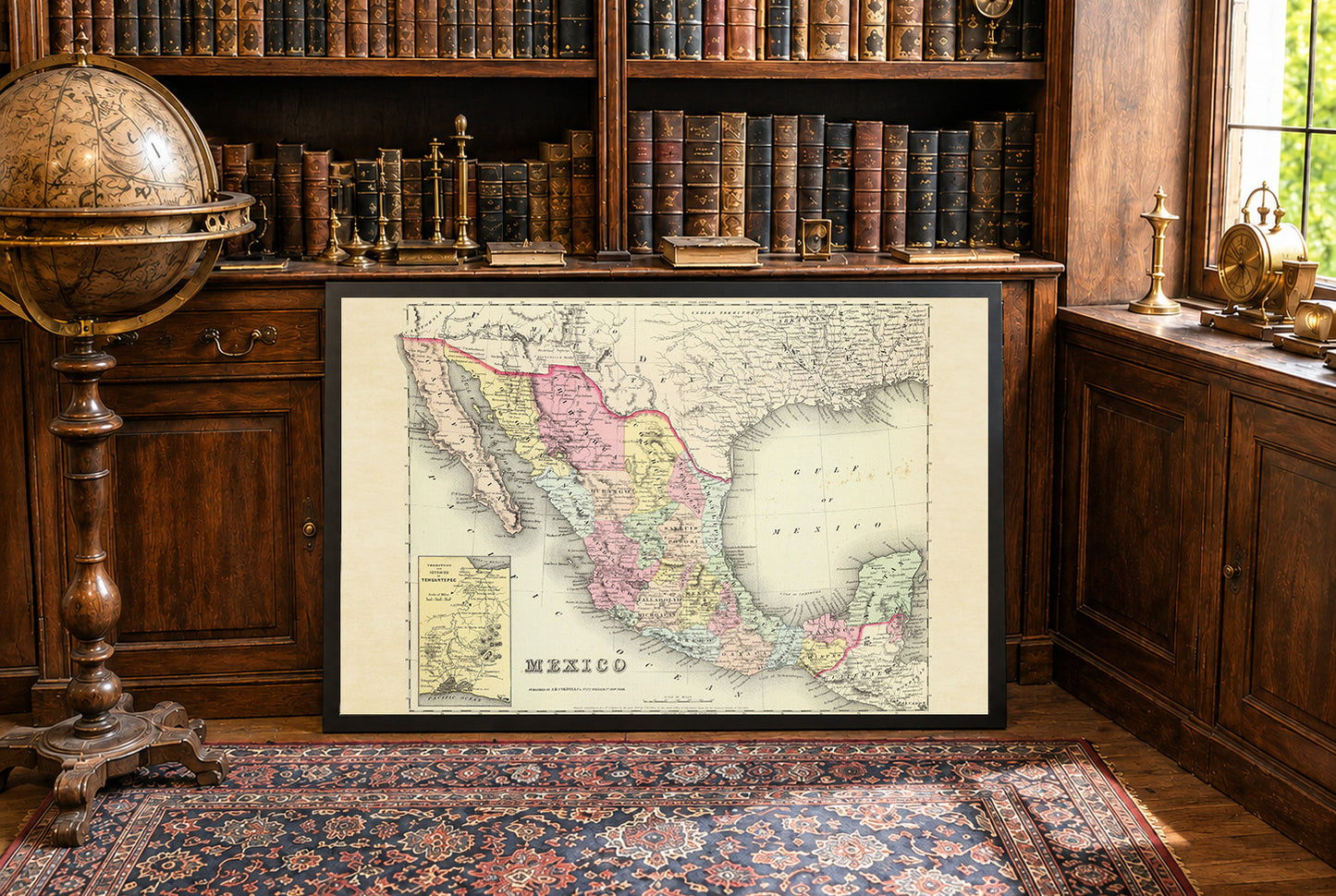 Impresión Cartográfica de México 1856 - Mapa Vintage con Límites Estatales y Detalle Regional