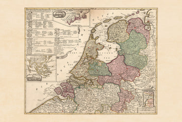 Niederländische Republik 1740 - Historische Karte der Niederlande