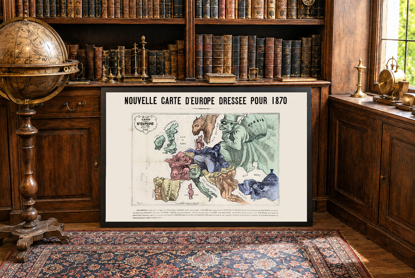 Europa 1870 - Mapa satírico en caricatura de la Guerra Franco-Prusiana