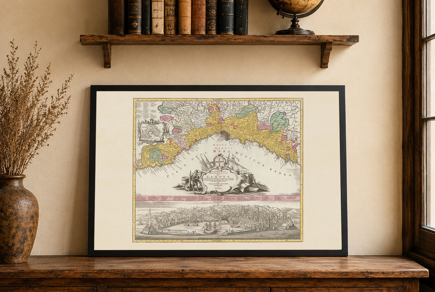 Póster Mapa de la Ciudad de Génova (1777) - Panorama Vintage y Arte Histórico de Italia