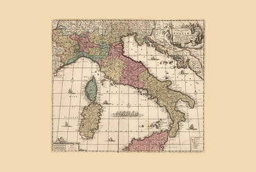 Penisola Italiana 1740 - Mappa degli stati italiani pre-unitari