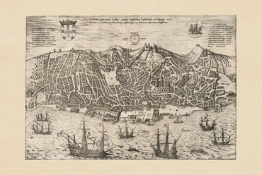 Póster Mapa de la Ciudad de Lisboa (1600) - Arte de Pared Vintage Grabado de Olissipo