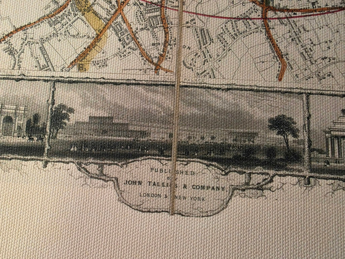 Londres 1851 - Mapa ilustrado con principales monumentos