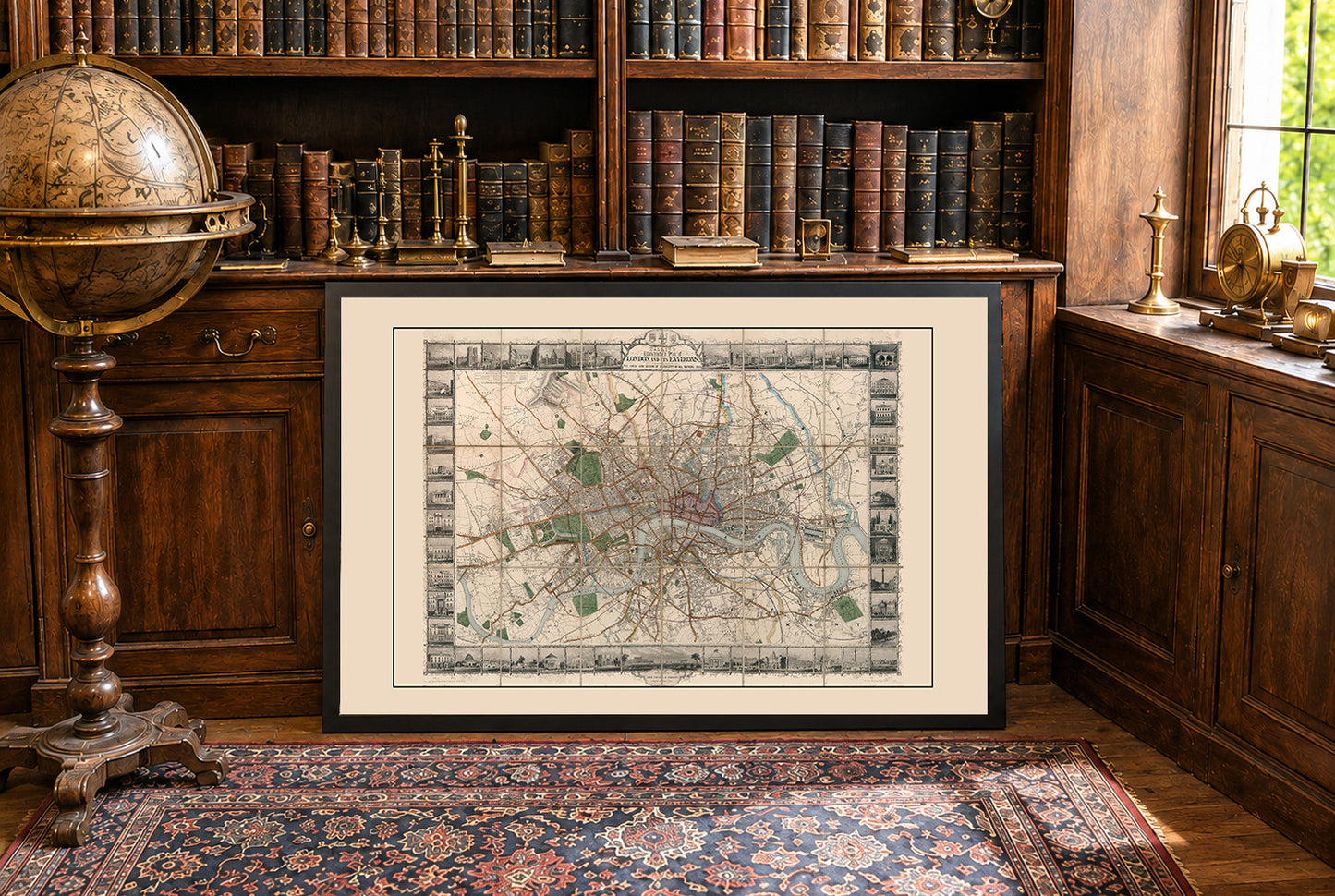 Londra 1851 - Mappa illustrata con i principali monumenti