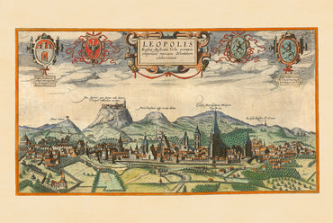 Póster del mapa de la ciudad de Lviv (1618) - Grabado vintage de Leopolis para arte de pared