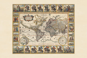 Nova Totius Terrarum Orbis 1652 - Imperatori romani - Poster della mappa storica del mondo di Nicolaes Visscher