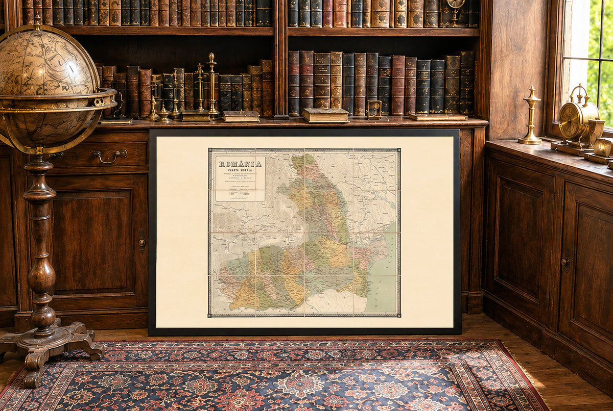 Romania 1883 - Charta Murala - Kingdom of Romania Historical Map Poster