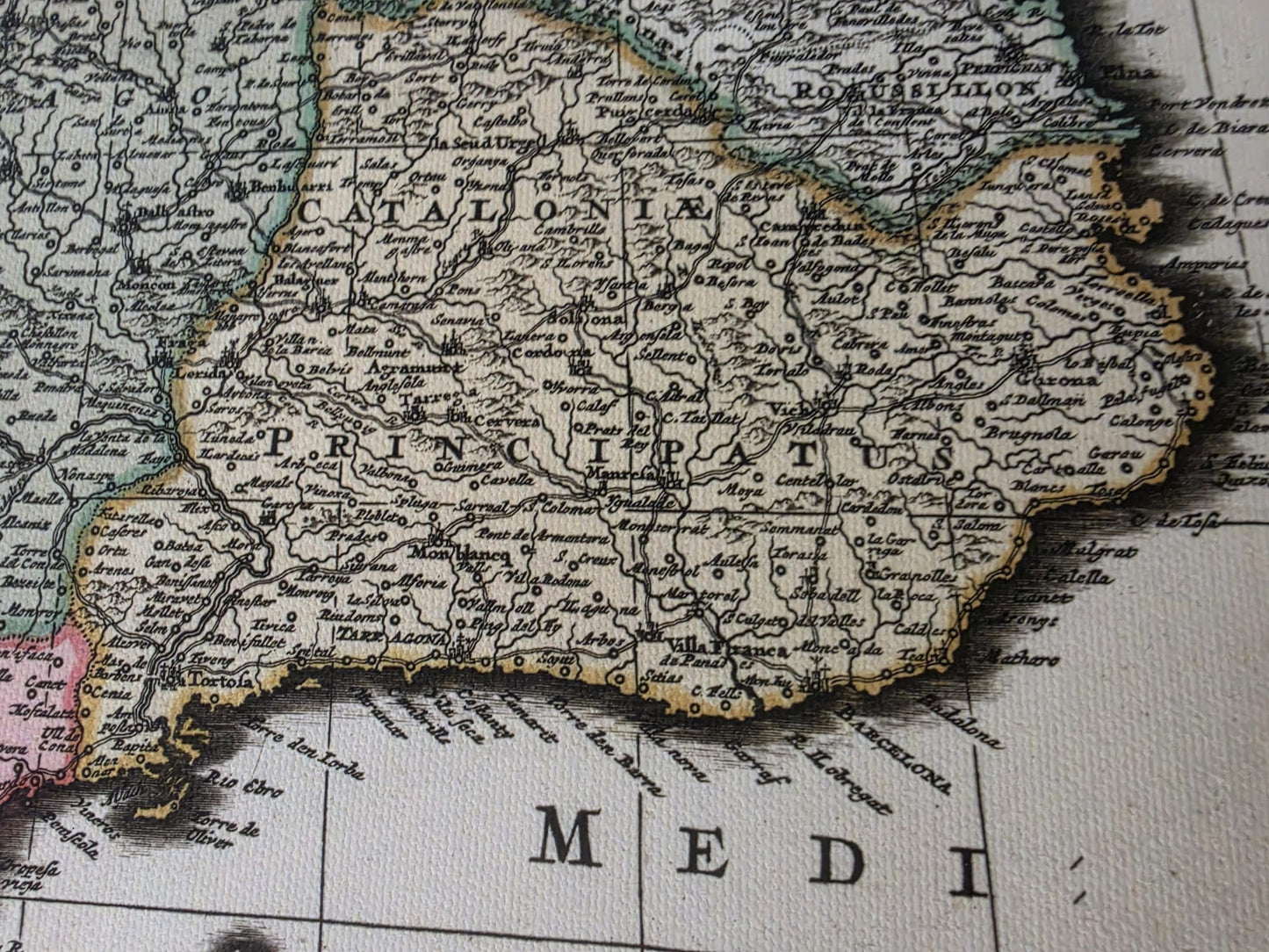 Mapa vintage de Iberia 1740 - Arte histórico de pared de España y Portugal
