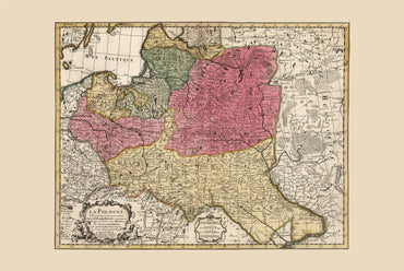 Mapa vintage de la Mancomunidad Polaco-Lituana 1740