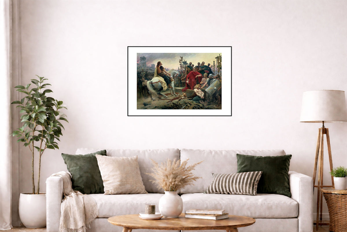 Vercingétorix Jette ses Armes aux Pieds de César 1899 - Lionel Royer - Guerre des Gaules - Affiche Peinture Historique