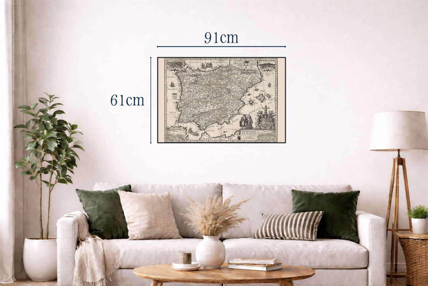 1630 Iberia Cartography Print - Vintage Map with Key Urban Centers and Period Attire - Strategy Maps