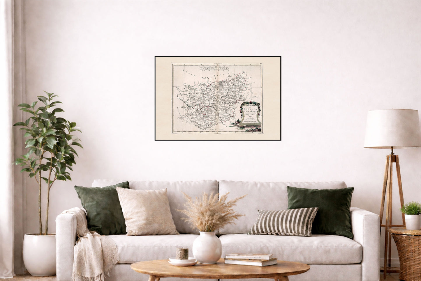 Póster de mapa histórico de Mazovia, Rawa y Płock: arte mural de la Polonia del siglo XVIII