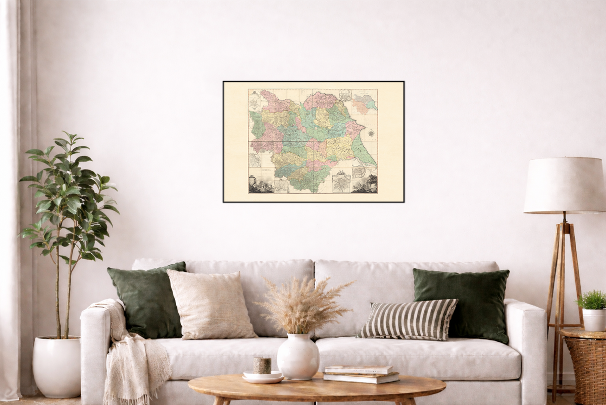 Póster del Mapa del Condado de Yorkshire (1772) - Arte de Pared Vintage de Inglaterra por Thomas Jefferys