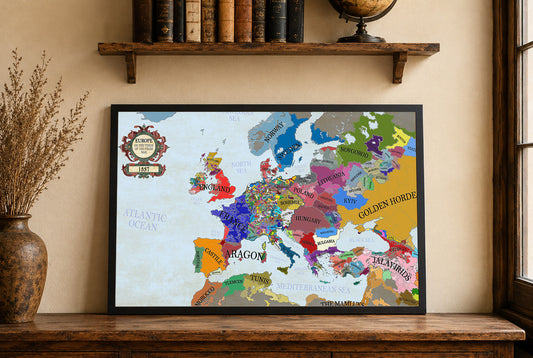 Mapa de Europa de 1337 al borde de la Guerra de los Cien Años
