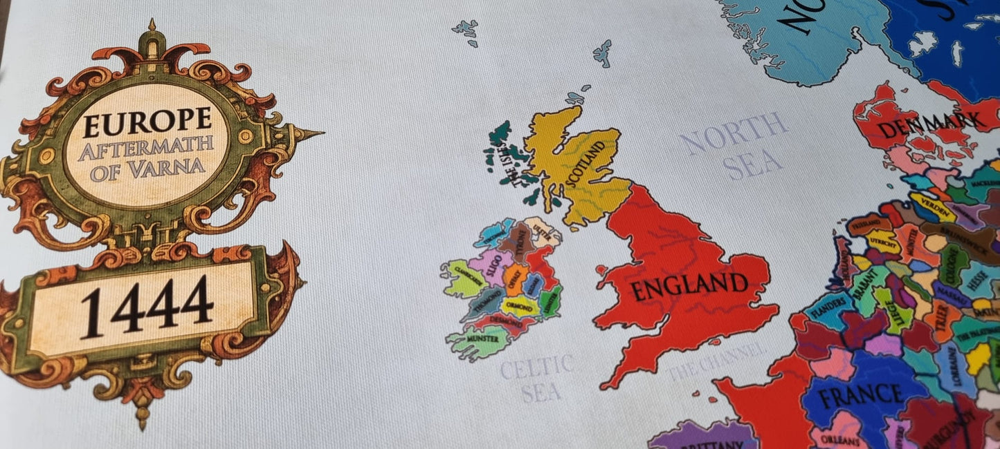 Mapa de Europa 1444 impreso - Mapa político medieval posterior a Varna