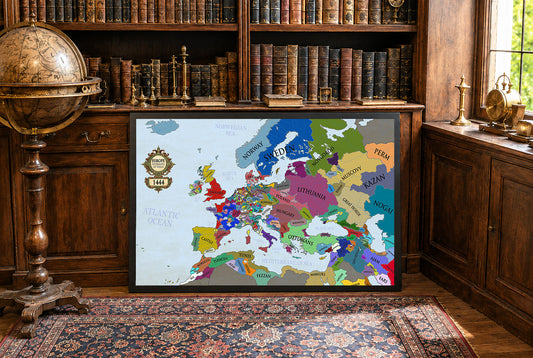 Mapa de Europa 1444 impreso - Mapa político medieval posterior a Varna