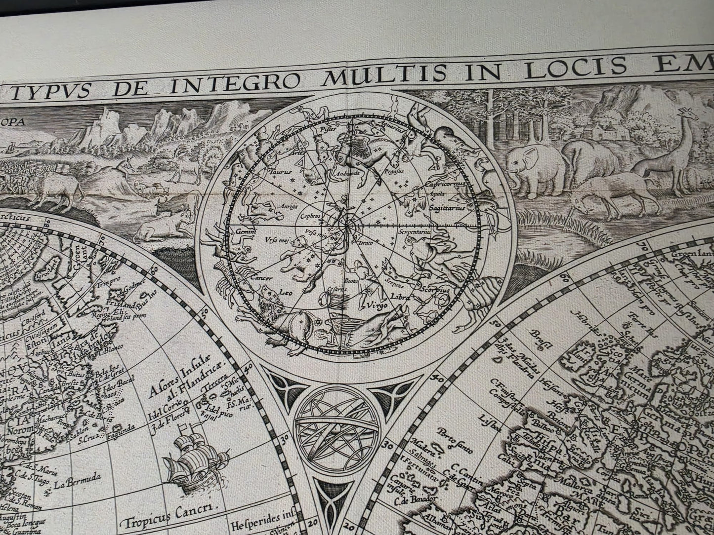 Mapa mundial 1594 “Orbis Terrarum Typus” - Impresión decorativa de doble hemisferio