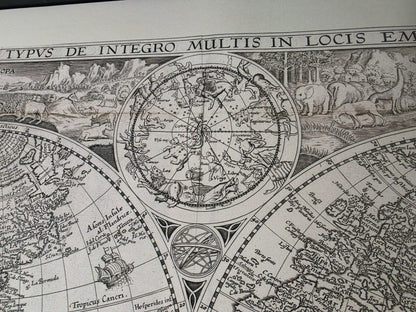 Mapa mundial 1594 “Orbis Terrarum Typus” - Impresión decorativa de doble hemisferio