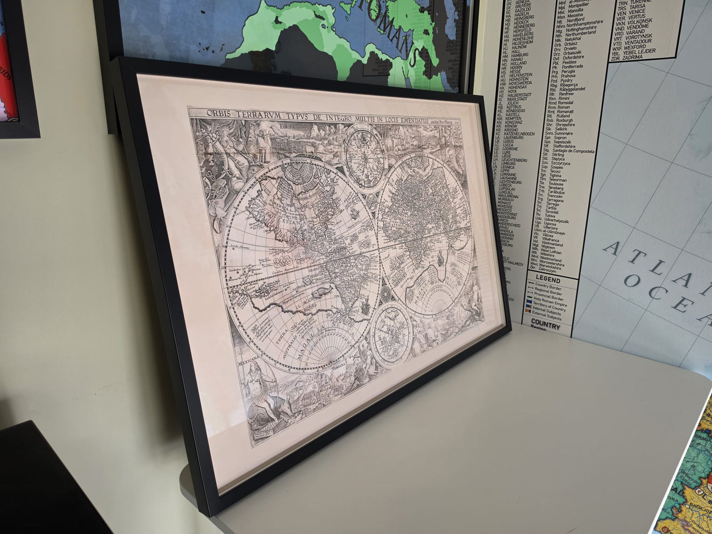 Mapa mundial 1594 “Orbis Terrarum Typus” - Impresión decorativa de doble hemisferio