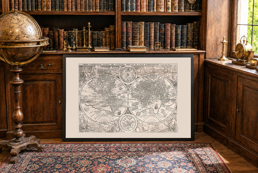 Mapa mundial 1594 “Orbis Terrarum Typus” - Impresión decorativa de doble hemisferio