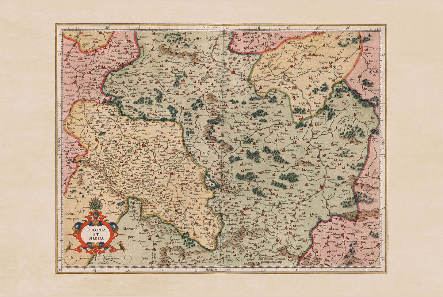 Mapa de Polonia y Silesia 1623 - Mapa Vintage del Atlas de Polonia y Silesia