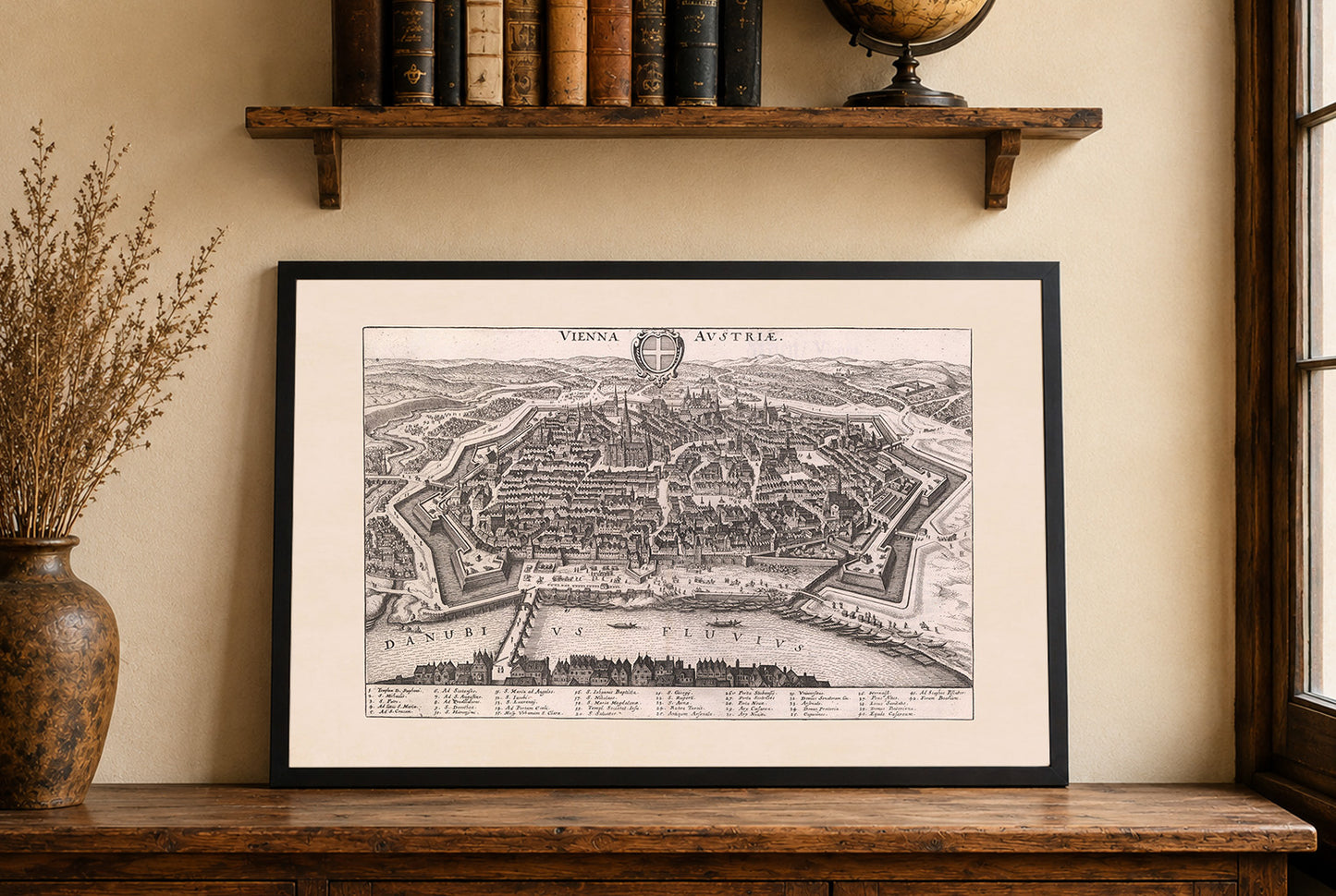 1649 Vienna Map Print by Matthäus Merian - Vintage Austria City Engraving Wall Art