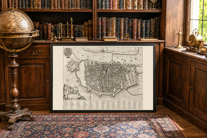 Poster mappa di Anversa 1652 - Pianta della città con strade dettagliate e fortificazioni