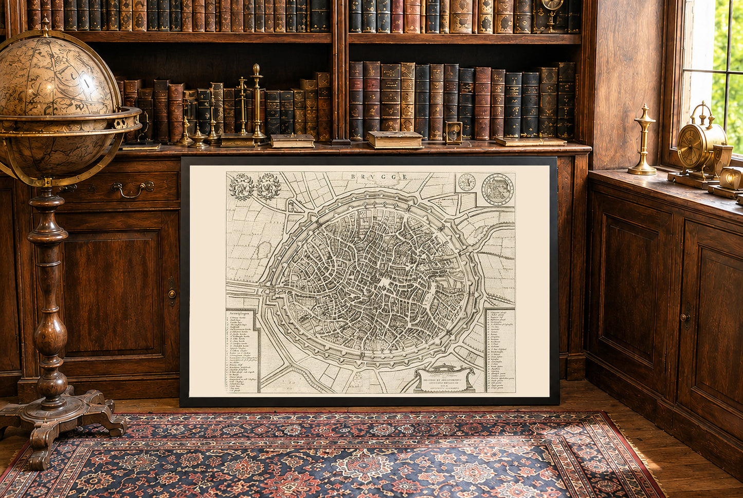 Stampa cartografica di Bruges 1652 - Mappa vintage con design urbano intricato