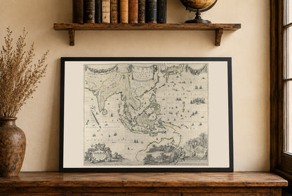 Stampa cartografica India Orientalis 1652 - Mappa su larga scala del Sud-est asiatico