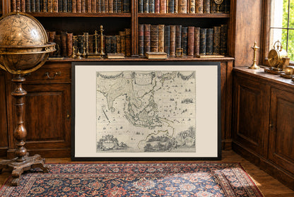 Stampa cartografica India Orientalis 1652 - Mappa su larga scala del Sud-est asiatico