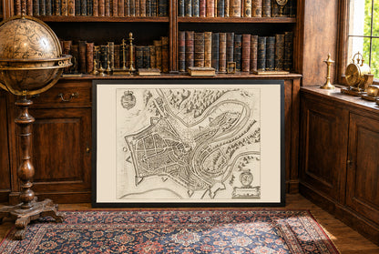 1652 Luxemburg Kartenposter - Vogelperspektive Stadtplan mit Befestigungen