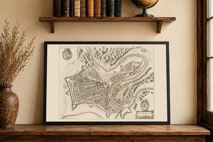 1652 Luxemburg Kartenposter - Vogelperspektive Stadtplan mit Befestigungen