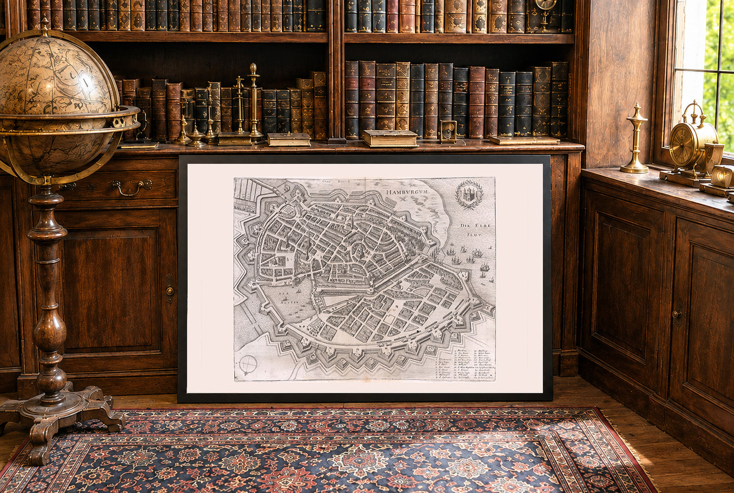 Mapa de Hamburgo 1653 - Vista Panorámica de la Ciudad del Siglo XVII con Murallas Baluartadas