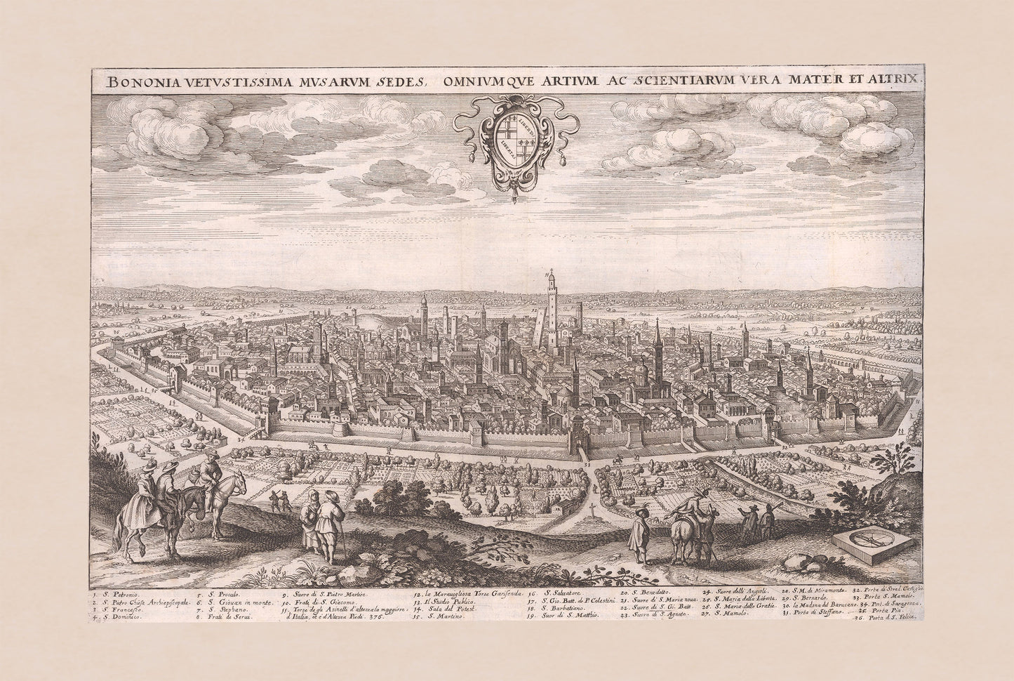 Bolonia 1688 - Mapa histórico de la muralla de la ciudad
