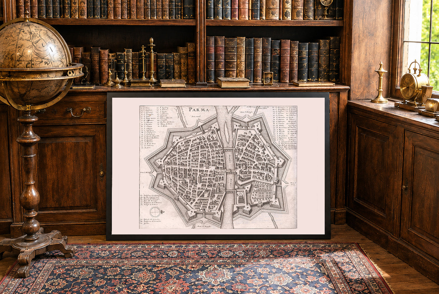 1688 Parma Kartenposter - Frühe Neuzeit Stadtplan mit detaillierter Stadtanordnung