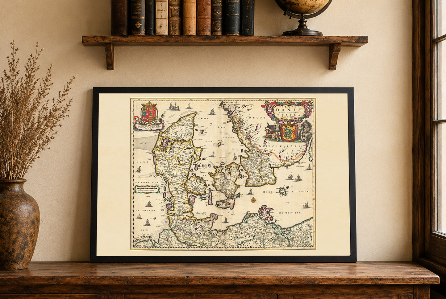 Impresión del mapa de Dinamarca 1690 - Ilustración de los límites del reino histórico