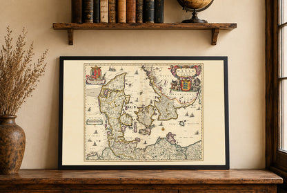 Impresión del mapa de Dinamarca 1690 - Ilustración de los límites del reino histórico