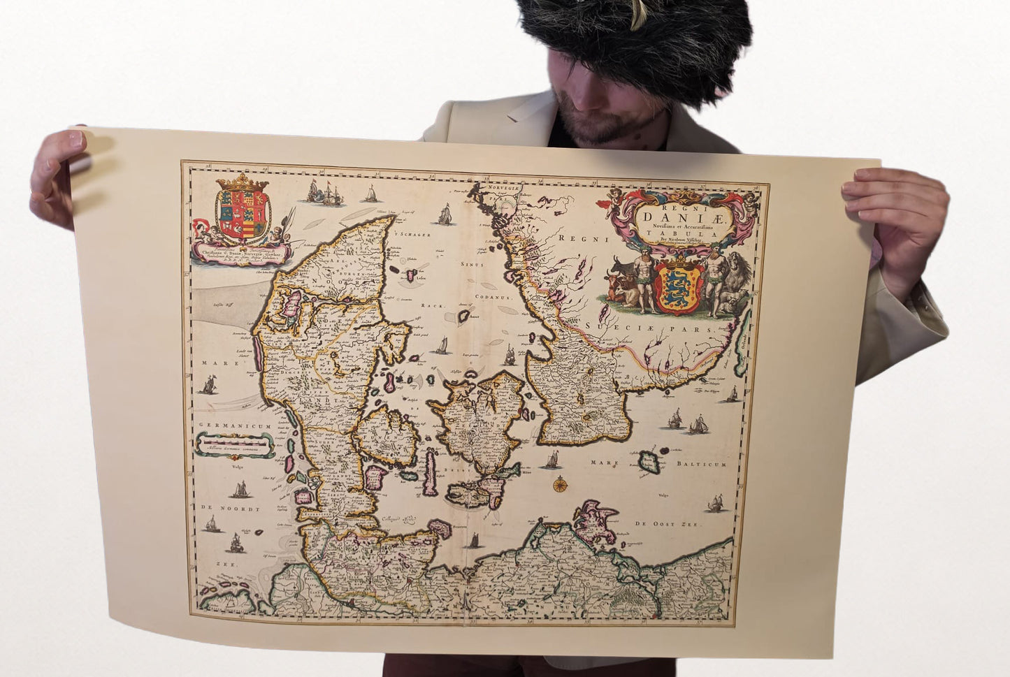 Impresión del mapa de Dinamarca 1690 - Ilustración de los límites del reino histórico