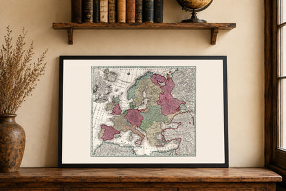 Europa 1730 - Mapa histórico de pared de principios del siglo XVIII