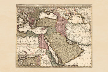 Imperio Otomano 1740 - Mapa histórico de pared del siglo XVIII