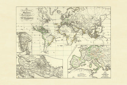 Mapa del Imperio colonial español y portugués 1854 - Impresión vintage de atlas histórico