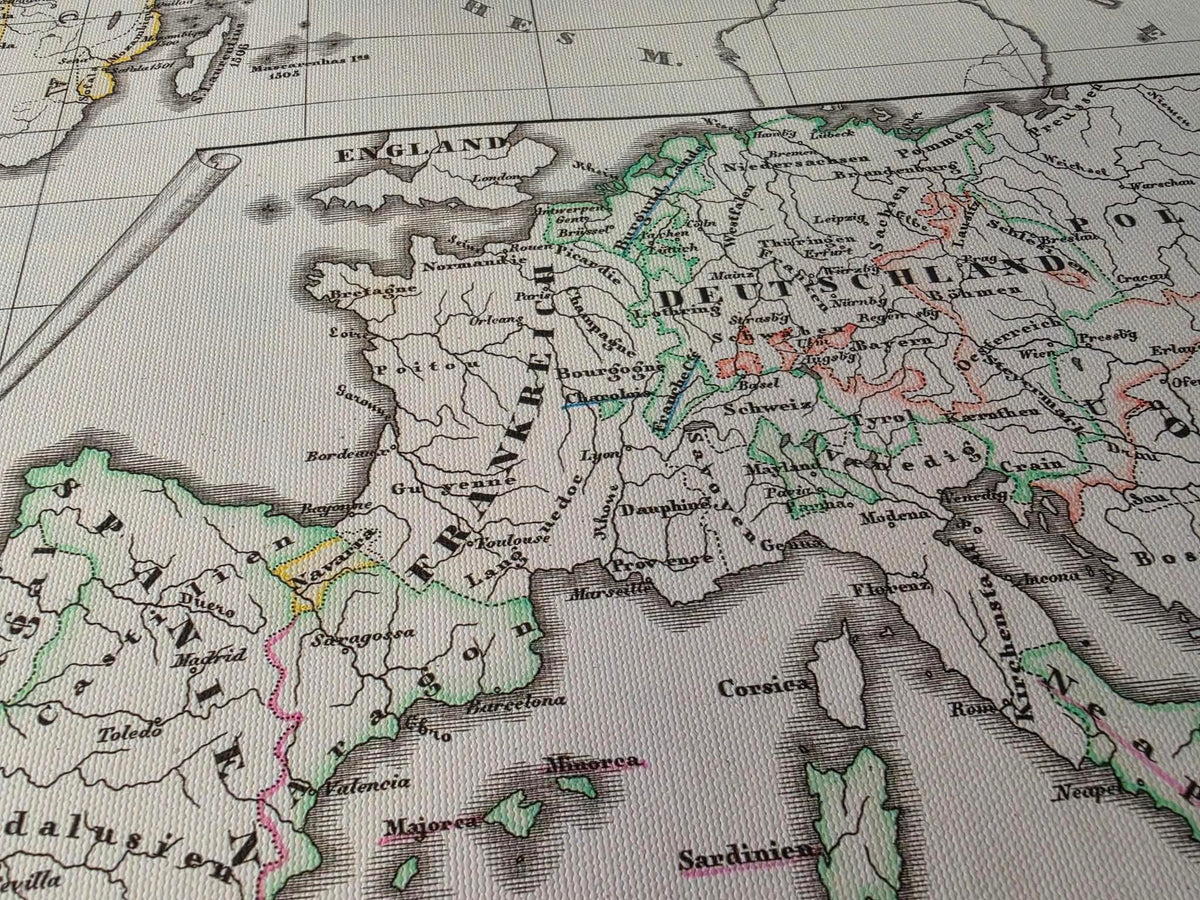 Mapa del Imperio colonial español y portugués 1854 - Impresión vintage de atlas histórico