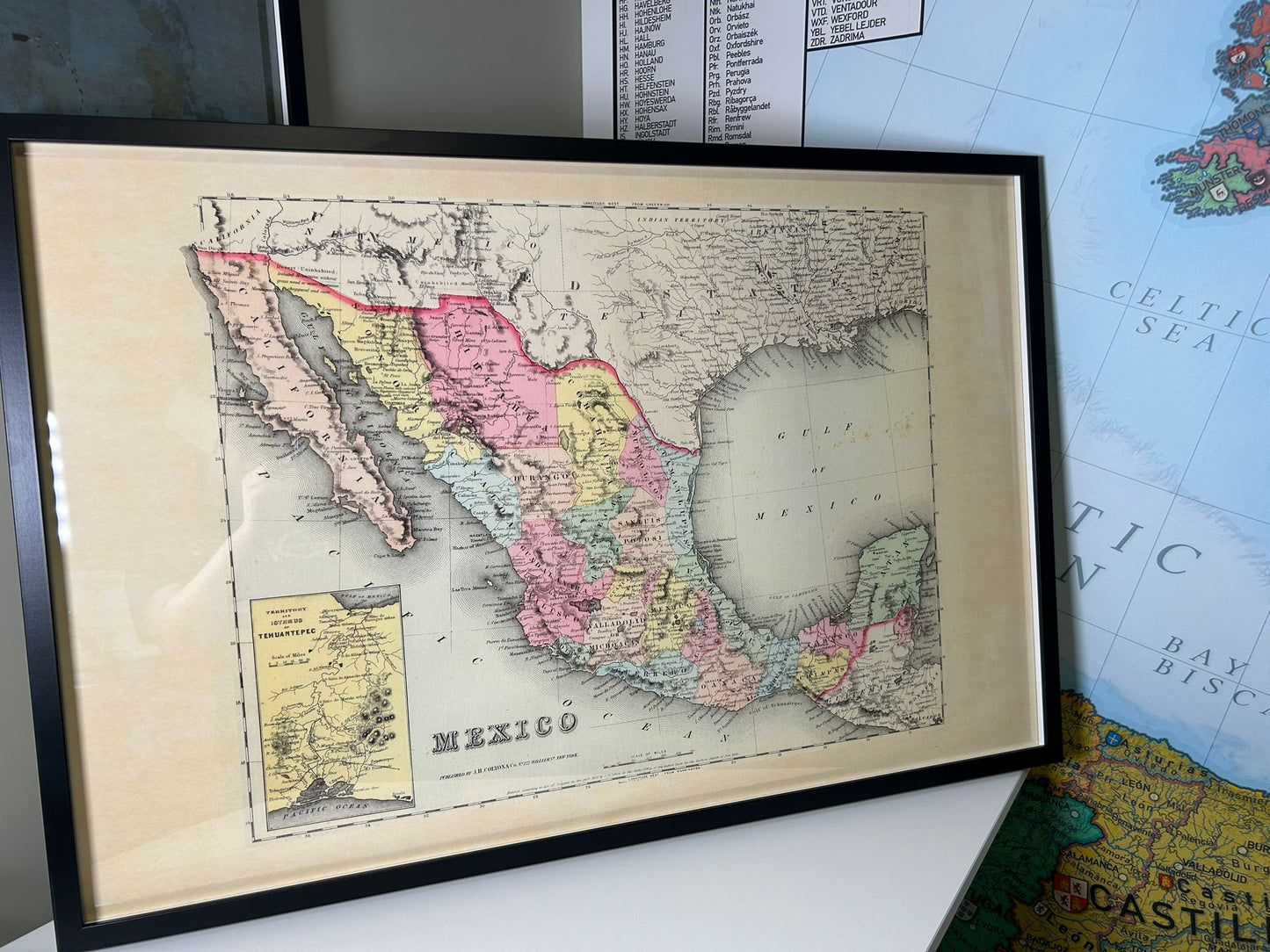 Impresión Cartográfica de México 1856 - Mapa Vintage con Límites Estatales y Detalle Regional