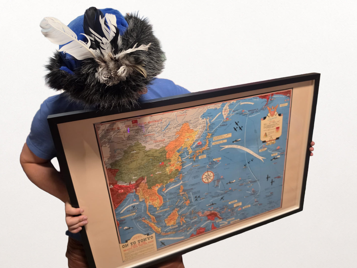 1944 Pazifischer Theaterkartenposter - Auf nach Tokio Piktorialer WWII-Druck von Asien und dem Pazifik