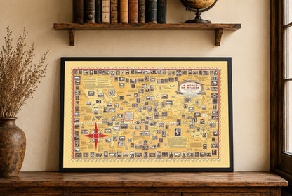 Póster Mapa Un Mundo de Sellos (1947) - Arte de Pared Vintage de Filatelia e Historia Postal