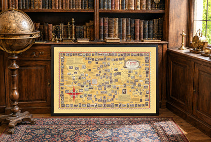 Póster Mapa Un Mundo de Sellos (1947) - Arte de Pared Vintage de Filatelia e Historia Postal