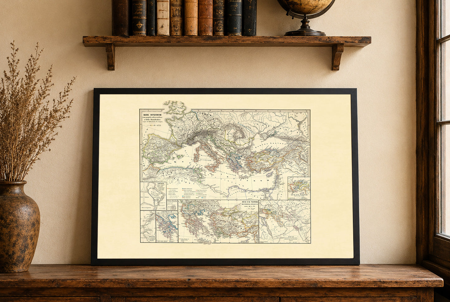 Poster Mappa del Mediterraneo Antico - Guerre Puniche e Mitridate Arte Storica