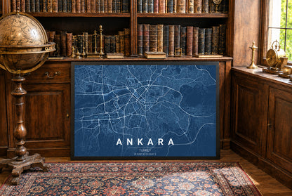 Mapa de plano de Ankara - Arte de pared moderno de calles de la ciudad
